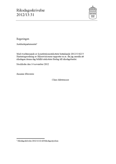 Omslaget till rskr. 2012/13:31