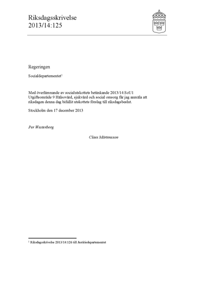 Omslaget till rskr. 2013/14:125