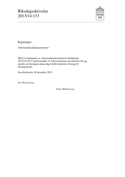 Omslaget till rskr. 2013/14:133