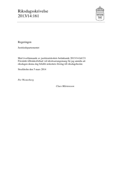 Omslaget till rskr. 2013/14:161