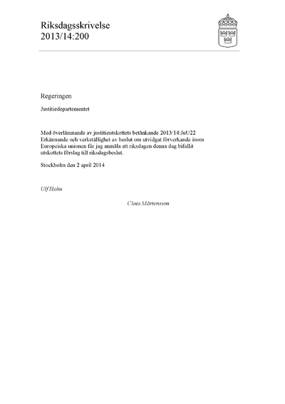 Omslaget till rskr. 2013/14:200