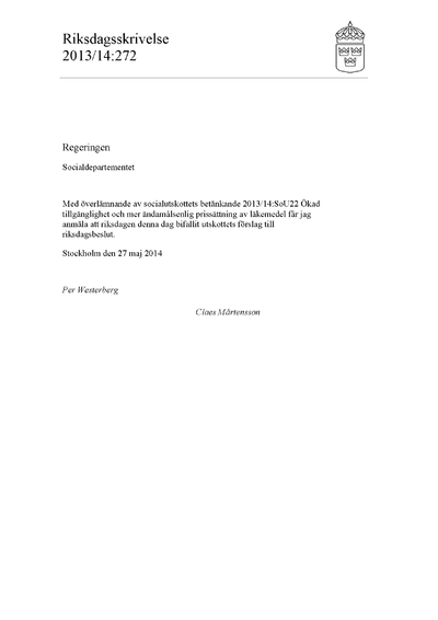 Omslaget till rskr. 2013/14:272