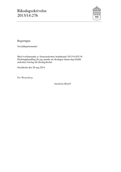 Omslaget till rskr. 2013/14:276