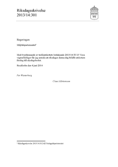 Omslaget till rskr. 2013/14:301