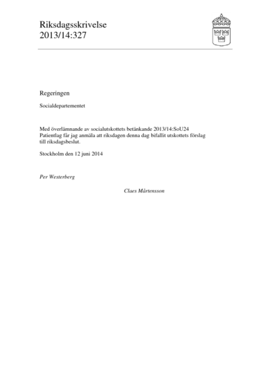 Omslaget till rskr. 2013/14:327