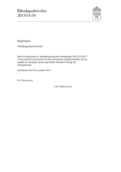 Omslaget till rskr. 2013/14:54