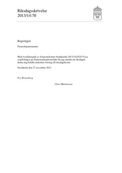 Omslaget till rskr. 2013/14:70