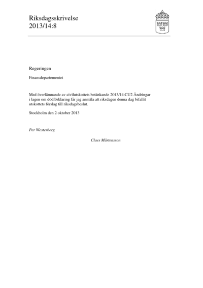 Omslaget till rskr. 2013/14:8