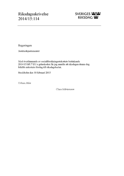 Omslaget till rskr. 2014/15:114