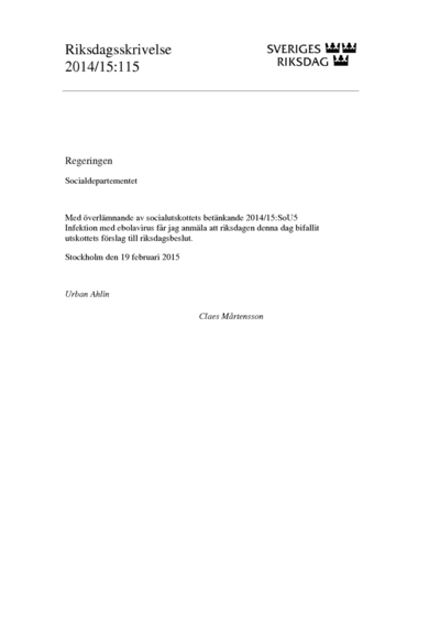 Omslaget till rskr. 2014/15:115