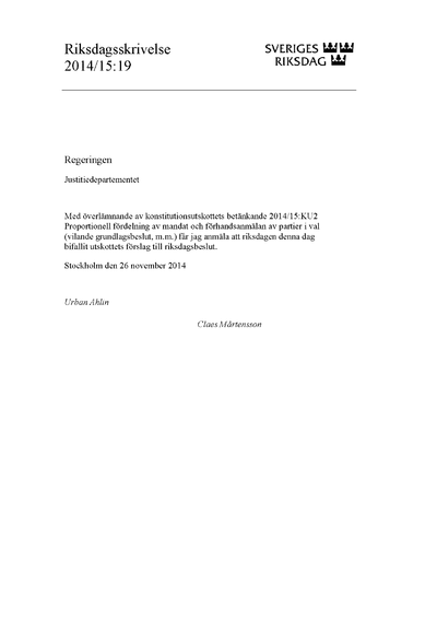 Omslaget till rskr. 2014/15:19