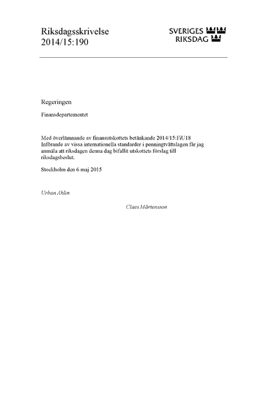 Omslaget till rskr. 2014/15:190