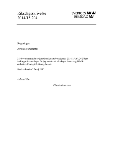 Omslaget till rskr. 2014/15:204