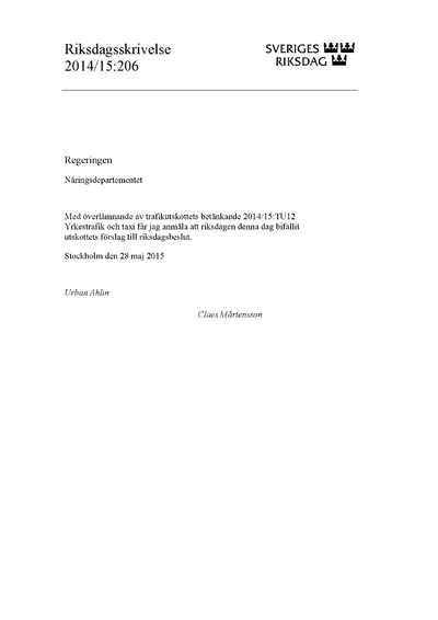 Omslaget till rskr. 2014/15:206