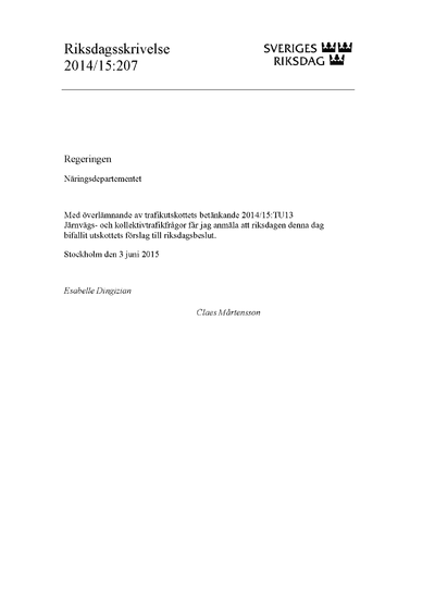 Omslaget till rskr. 2014/15:207