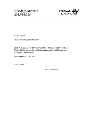 Omslaget till rskr. 2015/16:265