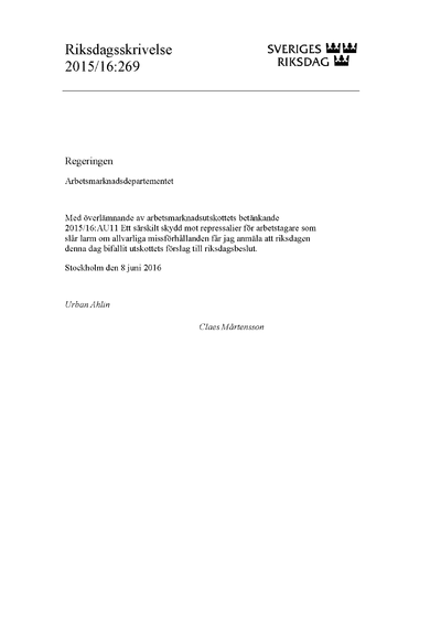 Omslaget till rskr. 2015/16:269