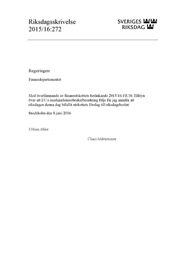 Omslaget till rskr. 2015/16:272