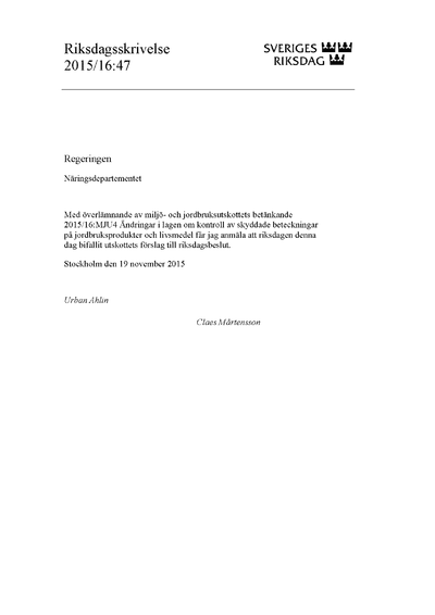 Omslaget till rskr. 2015/16:47