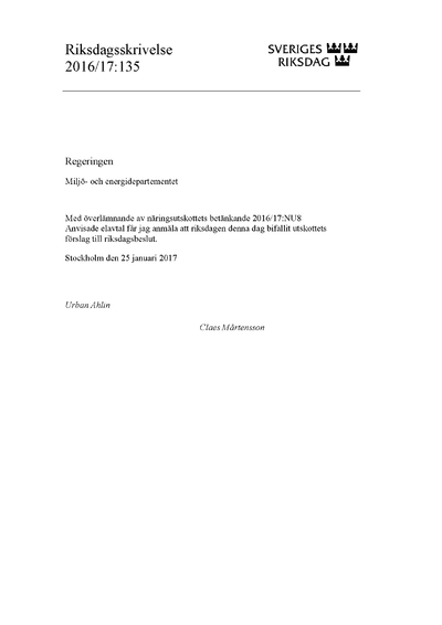 Omslaget till rskr. 2016/17:135