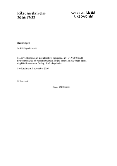 Omslaget till rskr. 2016/17:32