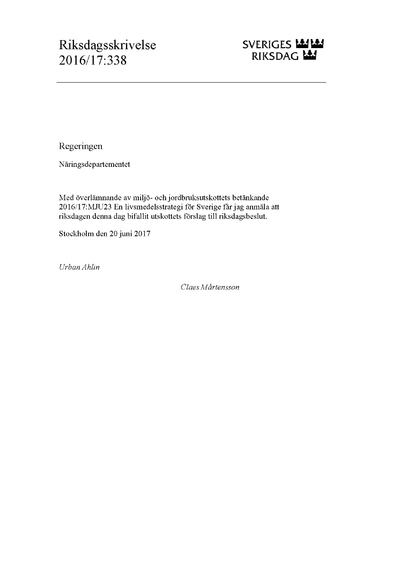 Omslaget till rskr. 2016/17:338