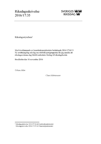 Omslaget till rskr. 2016/17:35