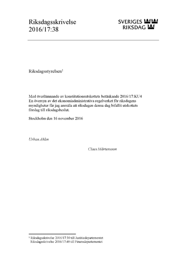 Omslaget till rskr. 2016/17:38