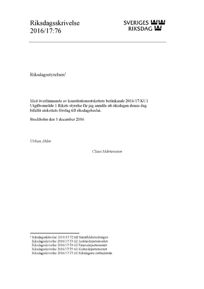 Omslaget till rskr. 2016/17:76