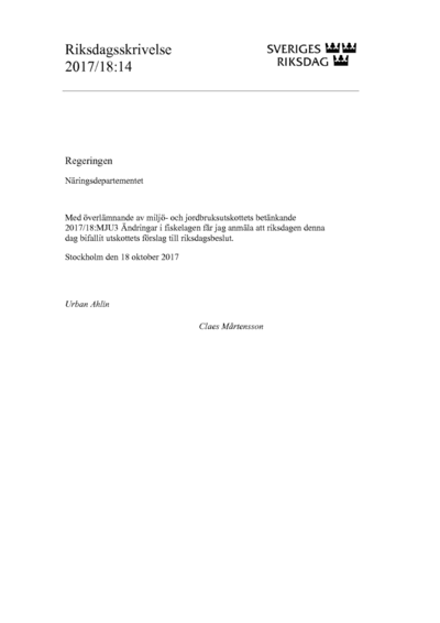 Omslaget till rskr. 2017/18:14