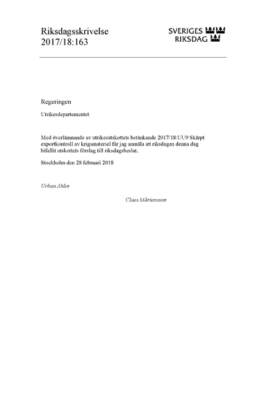 Omslaget till rskr. 2017/18:163
