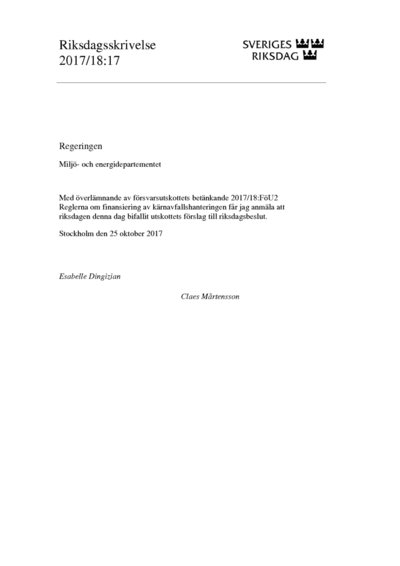 Omslaget till rskr. 2017/18:17