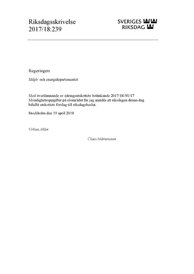 Omslaget till rskr. 2017/18:239