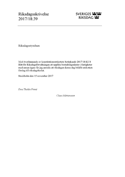 Omslaget till rskr. 2017/18:39