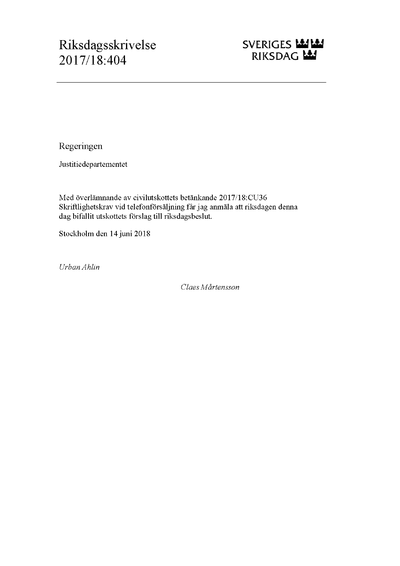 Omslaget till rskr. 2017/18:404