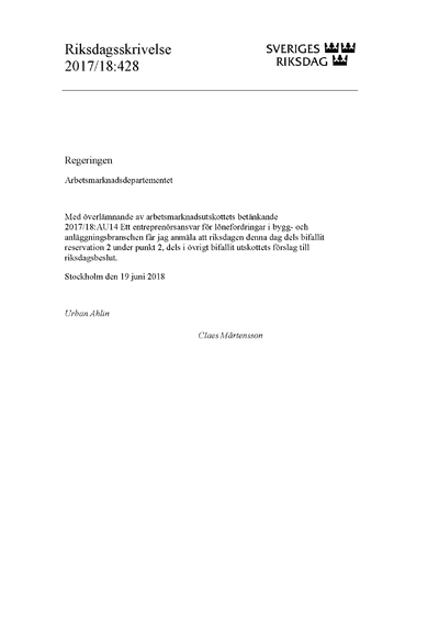 Omslaget till rskr. 2017/18:428