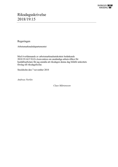 Omslaget till rskr. 2018/19:15