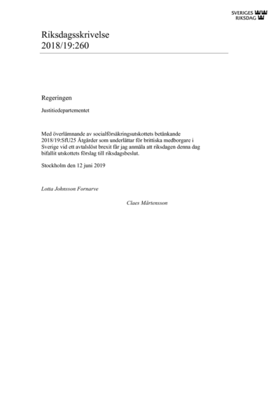 Omslaget till rskr. 2018/19:260