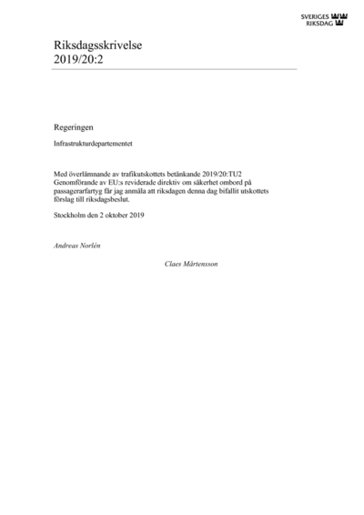 Omslaget till rskr. 2019/20:2