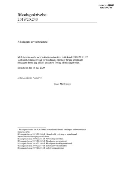Omslaget till rskr. 2019/20:243