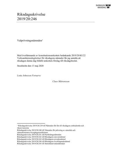 Omslaget till rskr. 2019/20:246