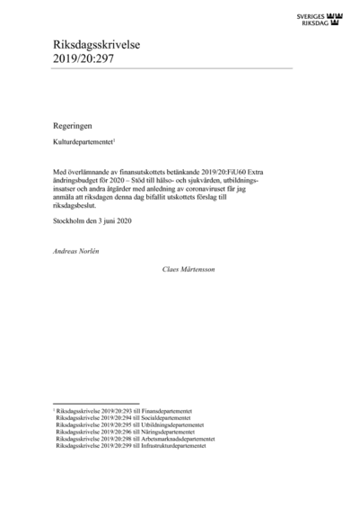 Omslaget till rskr. 2019/20:297