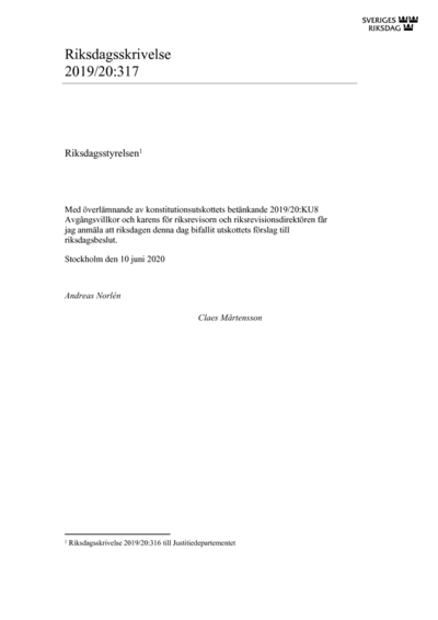 Omslaget till rskr. 2019/20:317