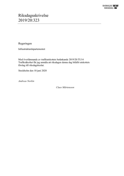 Omslaget till rskr. 2019/20:323