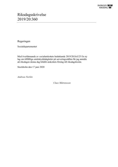 Omslaget till rskr. 2019/20:360