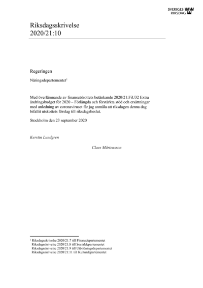 Omslaget till rskr. 2020/21:10