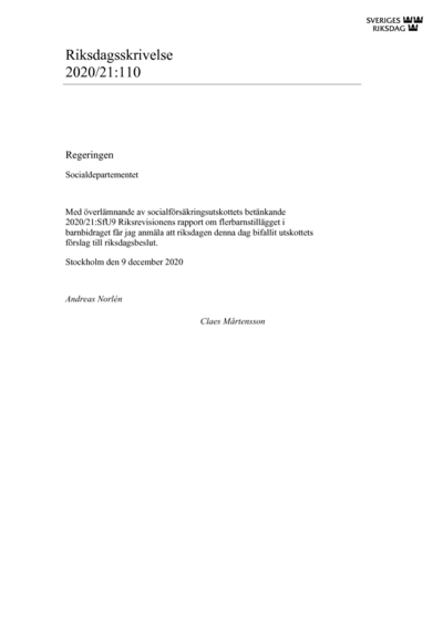 Omslaget till rskr. 2020/21:110
