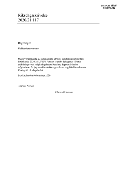 Omslaget till rskr. 2020/21:117
