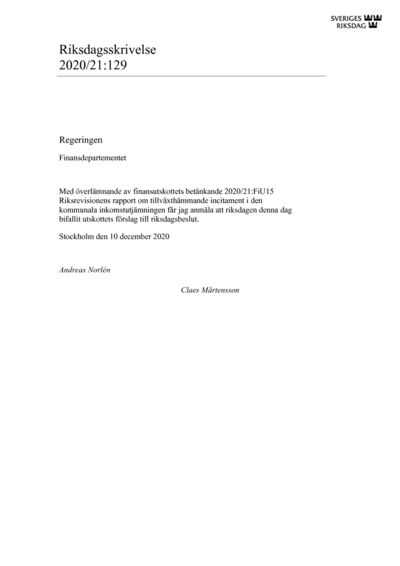 Omslaget till rskr. 2020/21:129