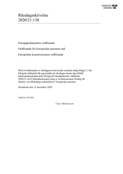 Omslaget till rskr. 2020/21:138